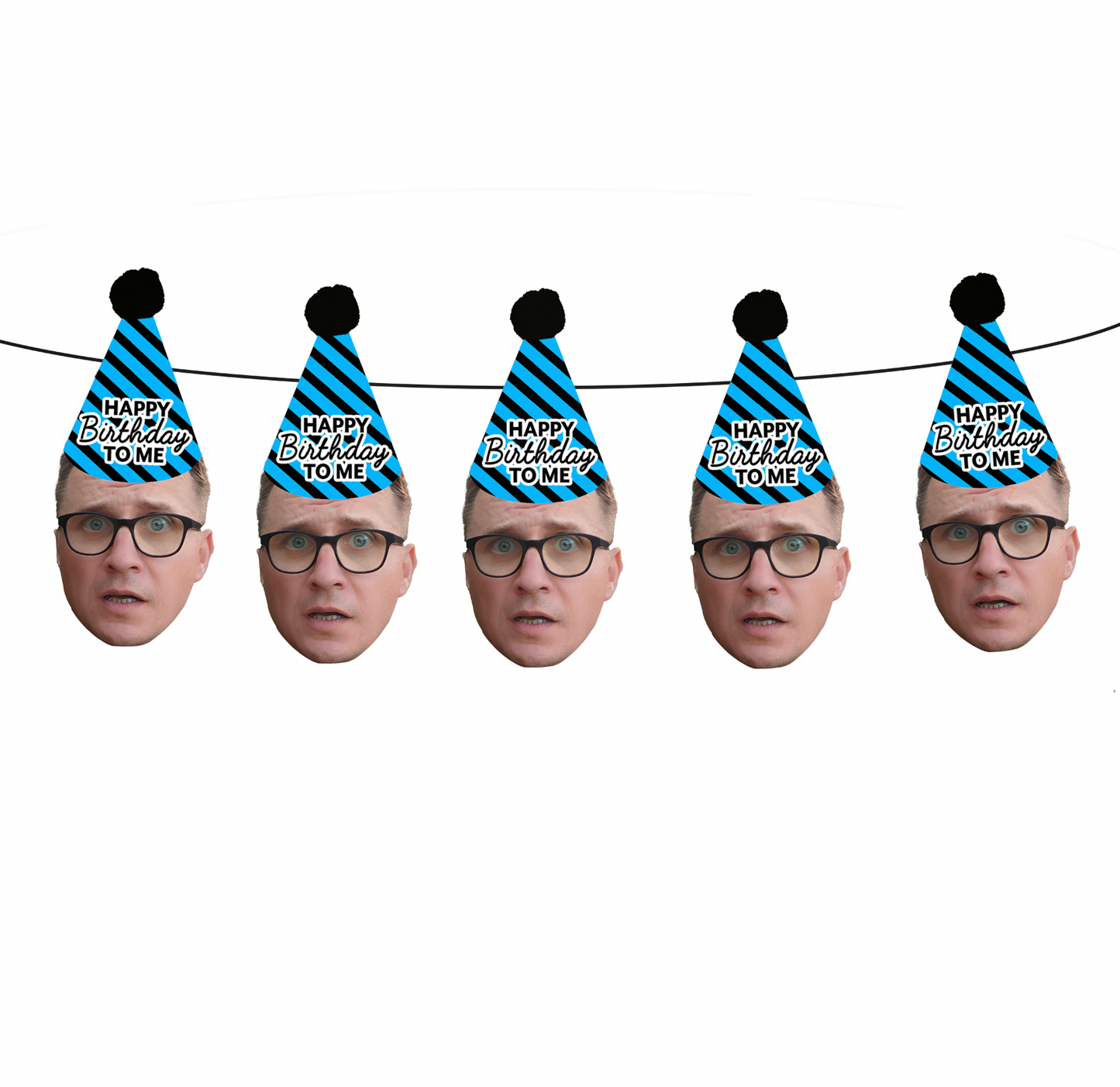 Personalized "Happy Birthday TO ME" Party Hat Face Banner