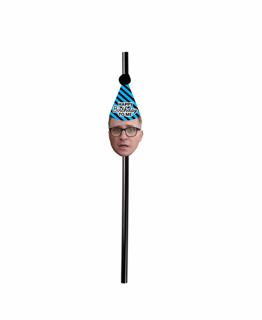 Personalized "Happy Birthday To Me" Party Hat Face Straws