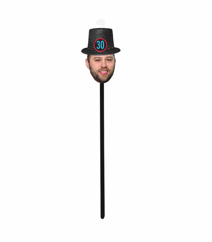 Personalized Black Top Hat Face Swizzle Stir Sticks