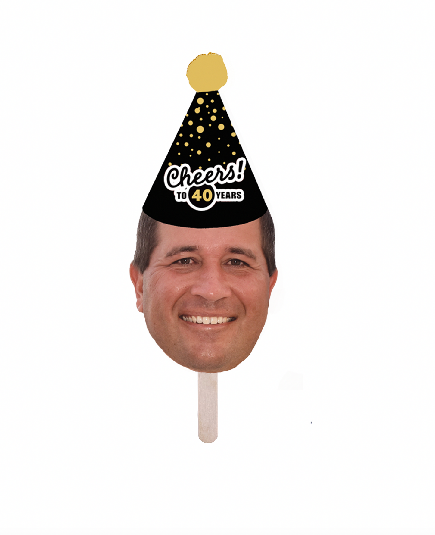 Personalized "Cheers" Party Hat Face Stick