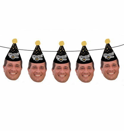 Personalized "Cheers!" Party Hat Face Banner