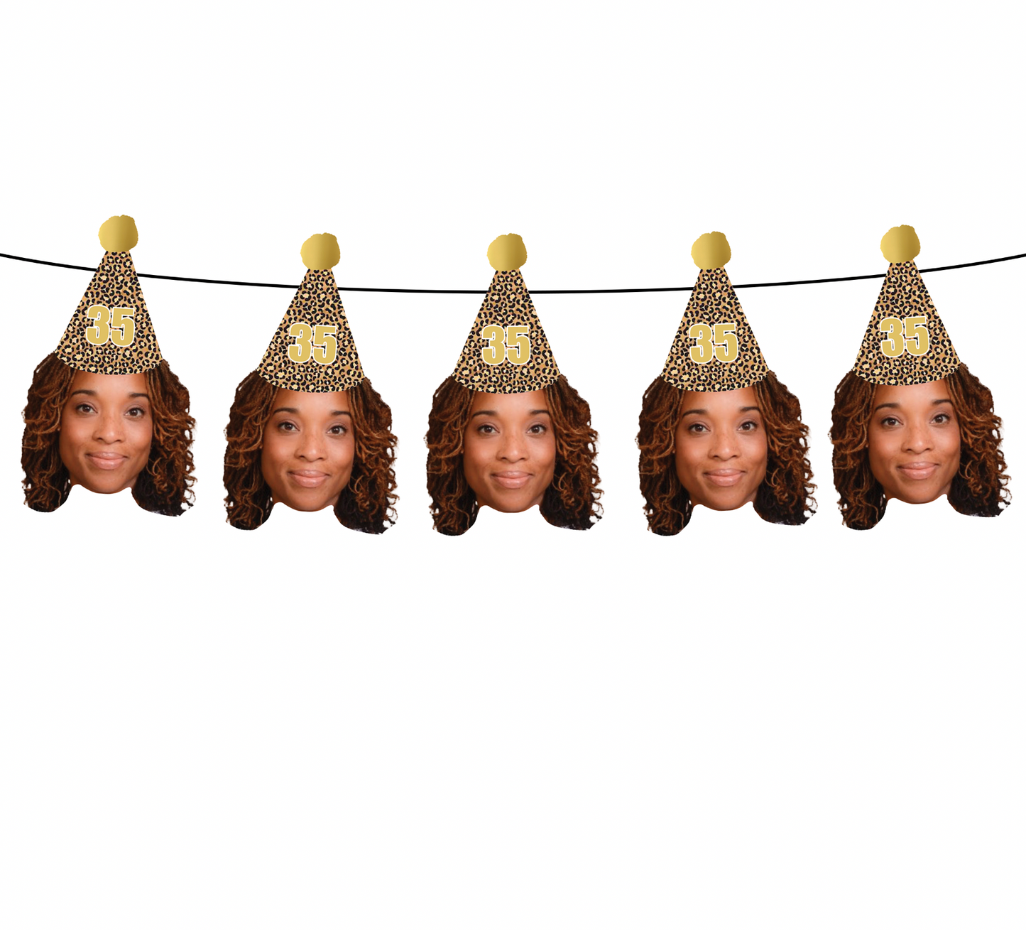 Personalized Cheetah Party Hat Face Banner