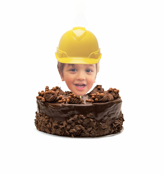 Personalized Construction Party Hat Face Cake Topper