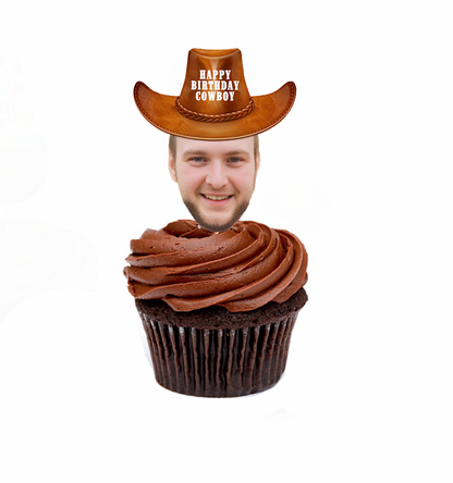 Personalized Cowboy Hat Cupcake Toppers