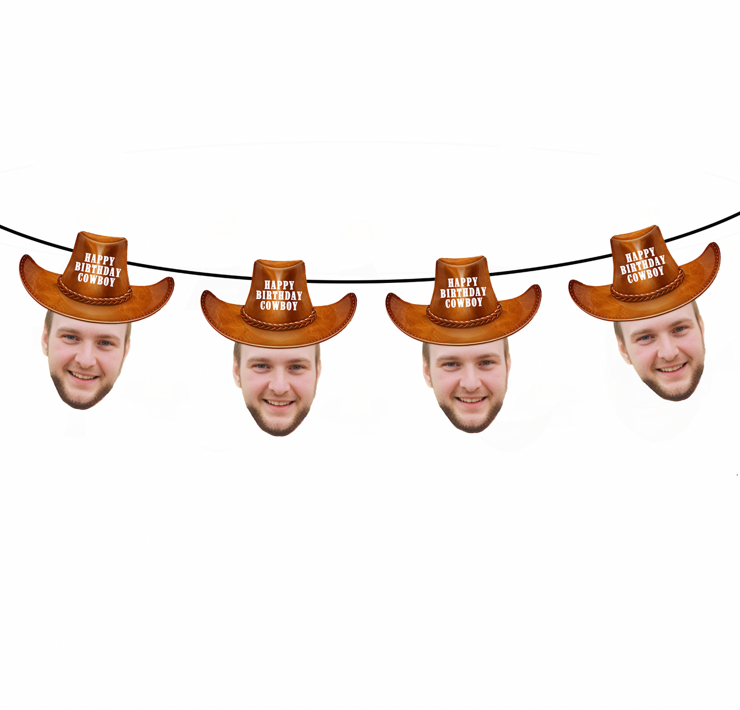 Personalized Cowboy Hat Face Banner