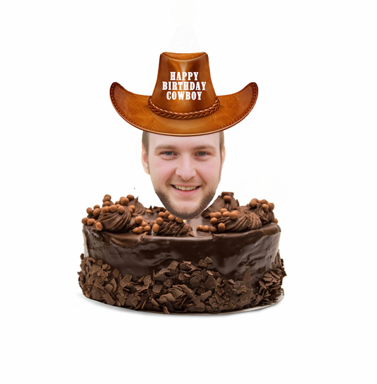 Personalized Cowboy Hat Face Cake Topper