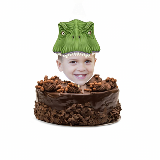 Personalized Dino Hat Face Cake Topper