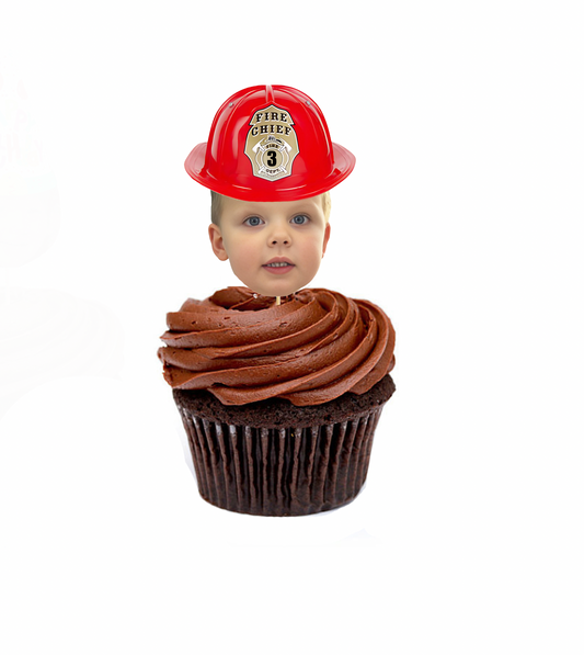 Personalized Fireman Hat Cupcake Toppers