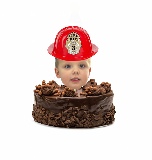 Personalized Fireman Hat Face Cake Topper