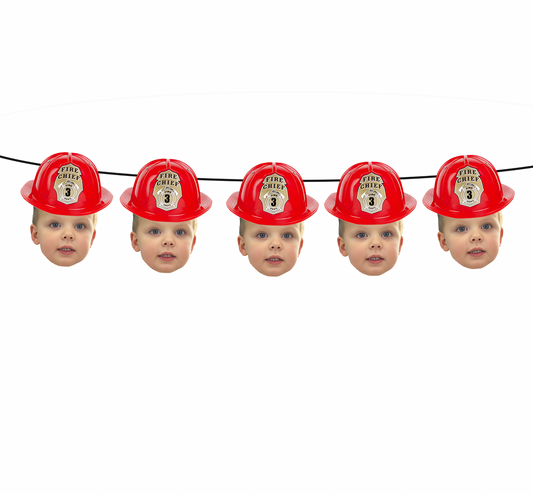 Personalized Fireman Hat Face Banner