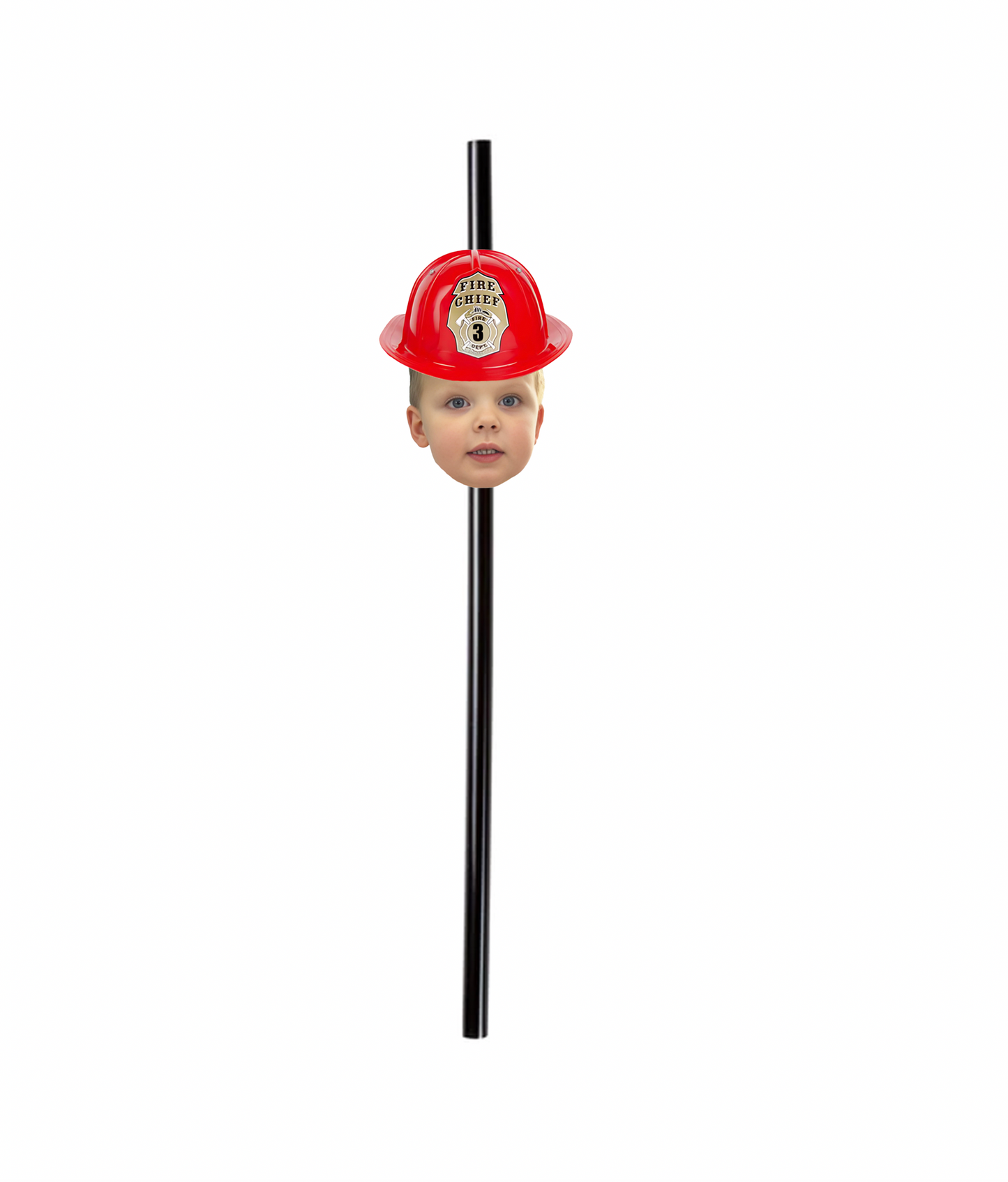 Personalized Fireman Party Hat Face Straws