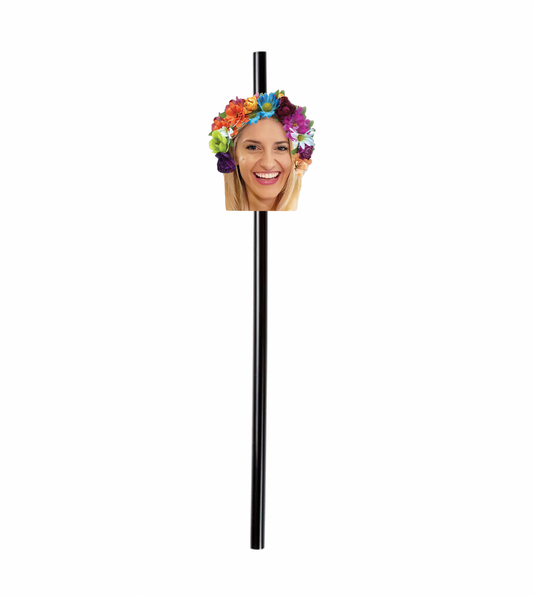 Personalized Flower Crown Party Hat Face Straws