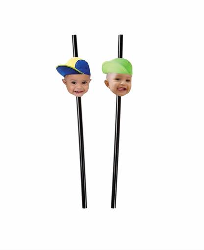 Personalized "Fresh" Party Hat Face Straws