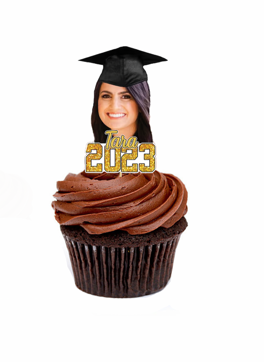 Graduation Hat Face Cupcake Toppers