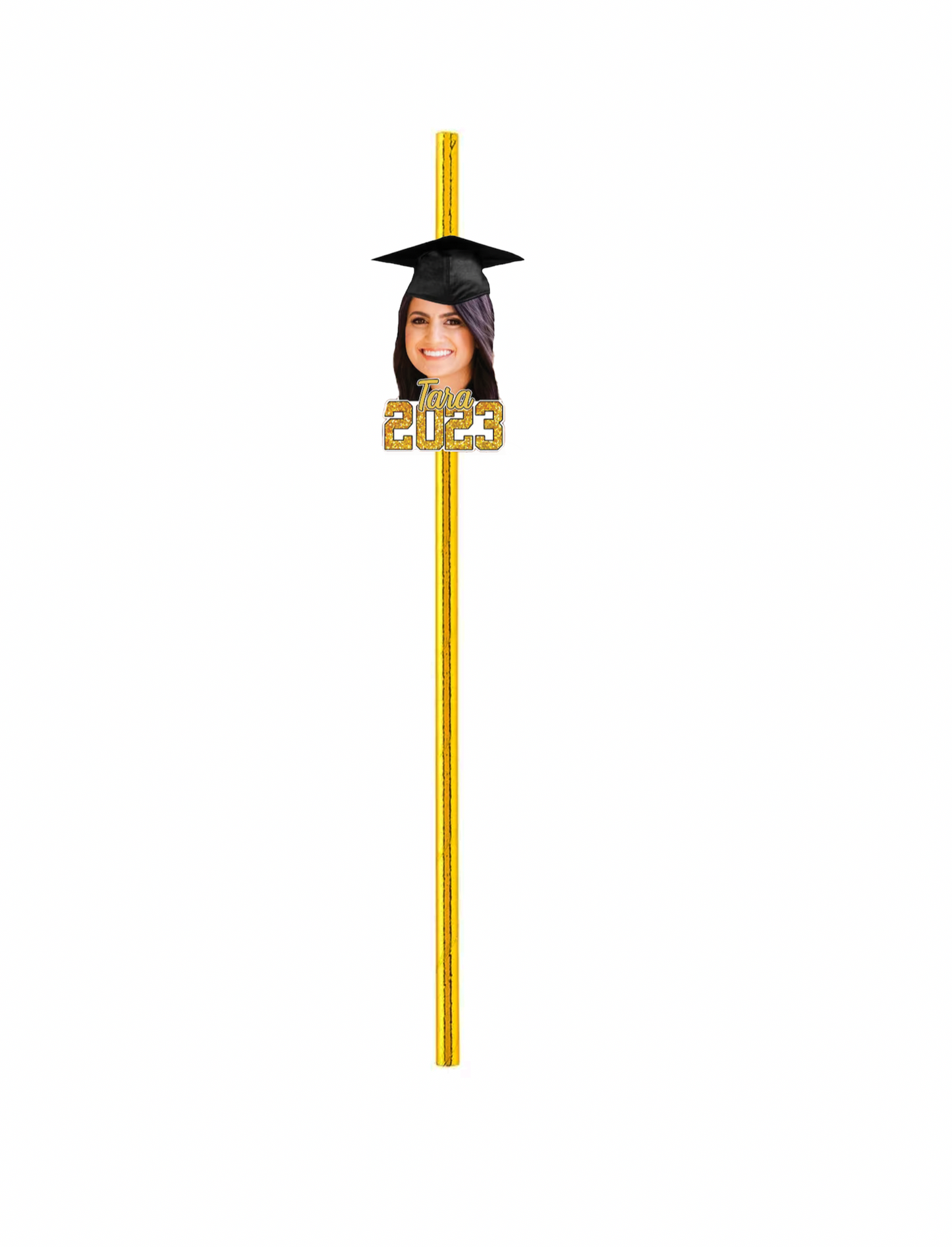 Personalized Graduation Party Hat Face Straws