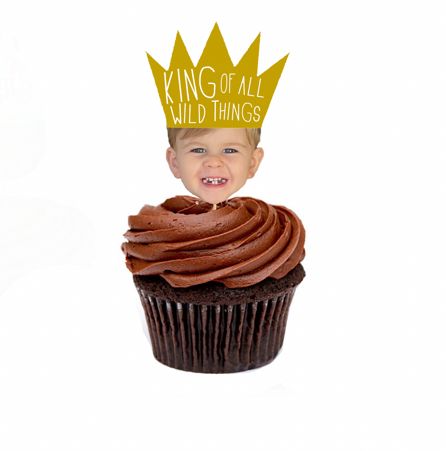 Personalized "King Of All Wild Things" Cupcake Toppers