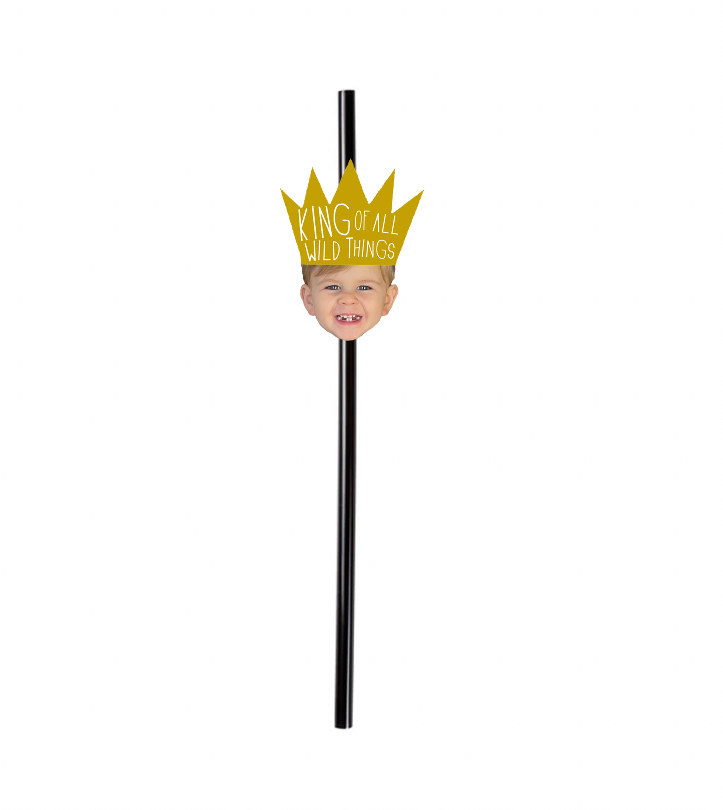 Personalized "King Of All Wild Things" Party Hat Face Straws