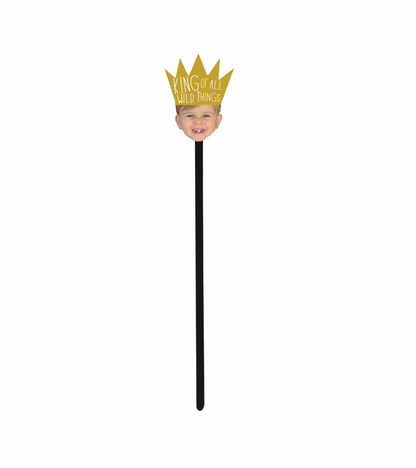 Personalized "King Of All Wild Things" Party Hat Face Swizzle Stir Sticks