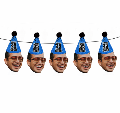 Personalized "Look Good" Party Hat Face Banner