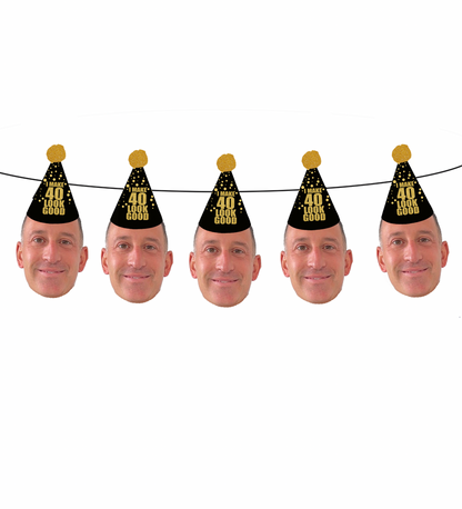 Personalized "Look Good" Party Hat Face Banner