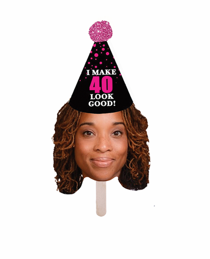 Personalized "Look Good" Party Hat Face Stick