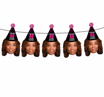 Personalized "Look Good" Party Hat Face Banner