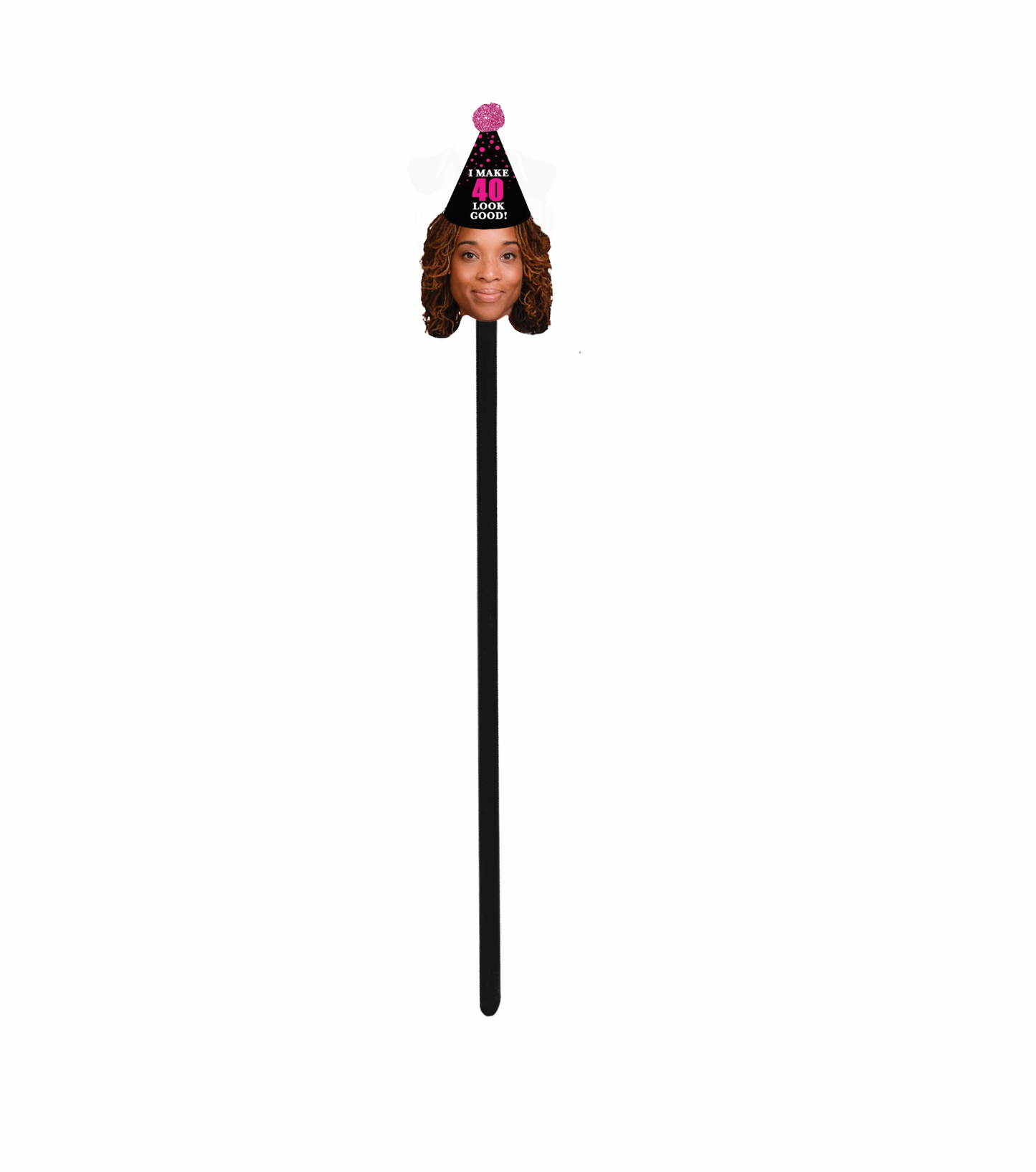 Personalized "Look Good" Party Hat Face Swizzle Stir Sticks