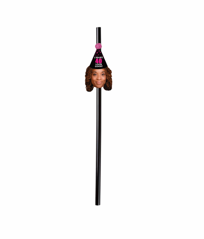 Personalized "Look Good" Party Hat Face Straws