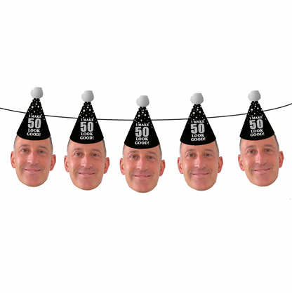 Personalized "Look Good" Party Hat Face Banner