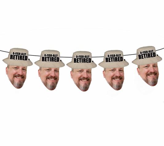 Personalized "O-Fish-Ally Retired" Hat Face Banner