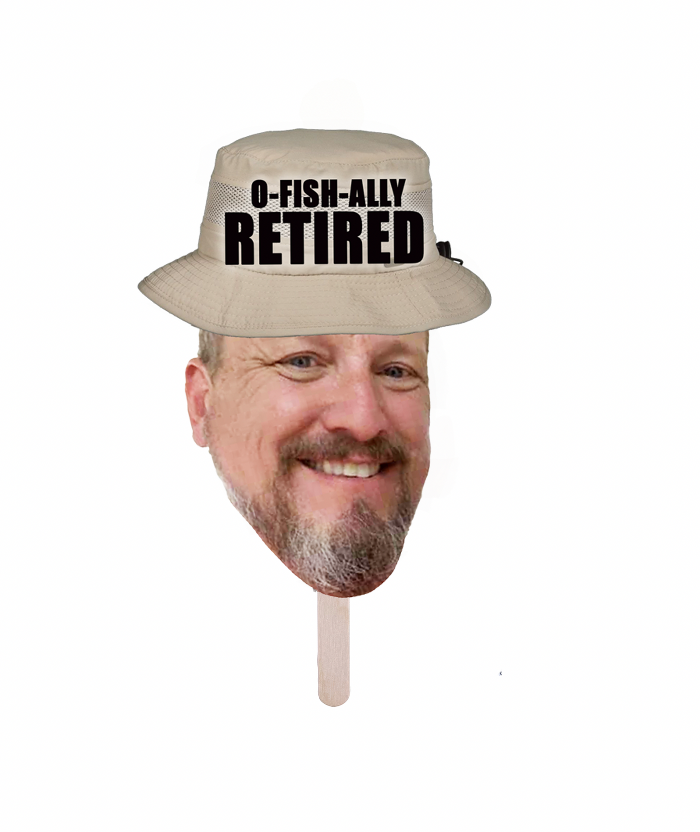 Personalized "O-FISH-ALLY Retired" Party Hat Face Stick