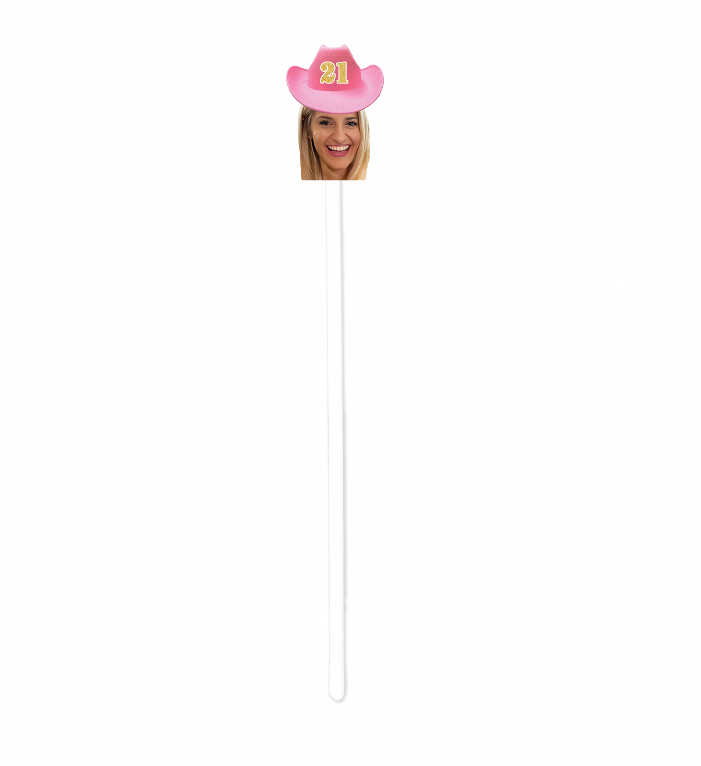 Personalized Pink Cowgirl Hat Face Swizzle Stir Sticks