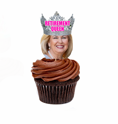 Personalized Retirement Queen Cupcake Toppers