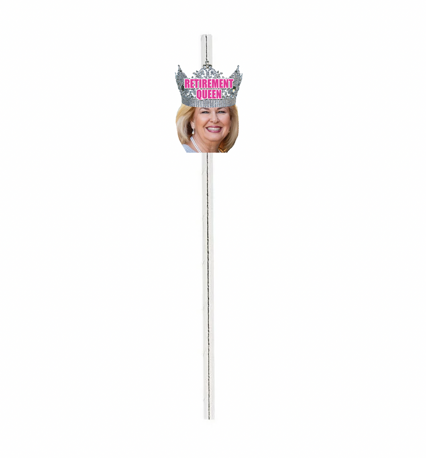 Personalized Retirement Queen Party Hat Face Swizzle Stir Sticks