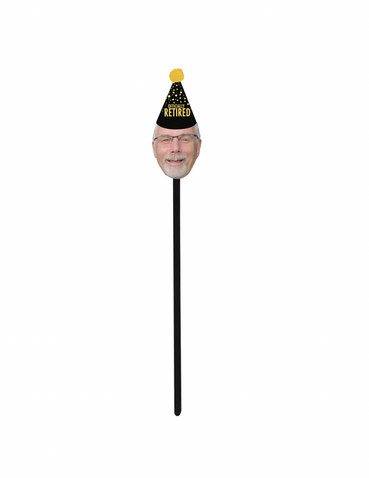 Personalized Retirement Party Hat Face Swizzle Stir Sticks