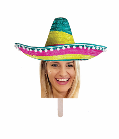 Personalized Sombrero Party Hat Face Stick