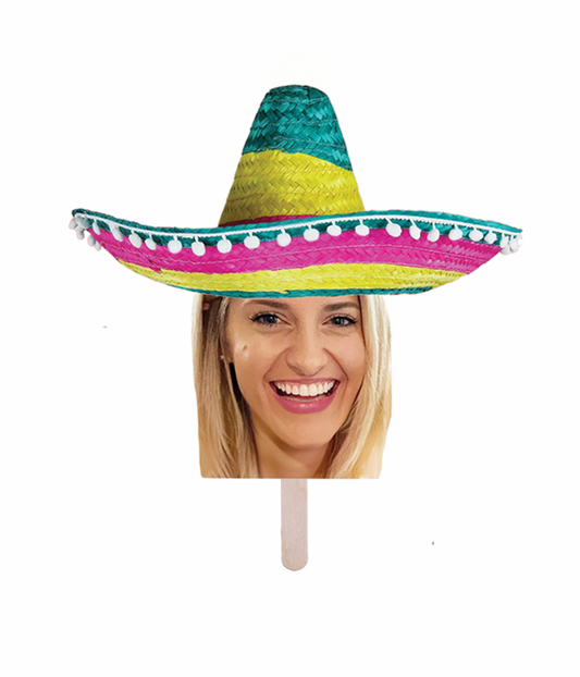 Personalized Sombrero Party Hat Face Stick