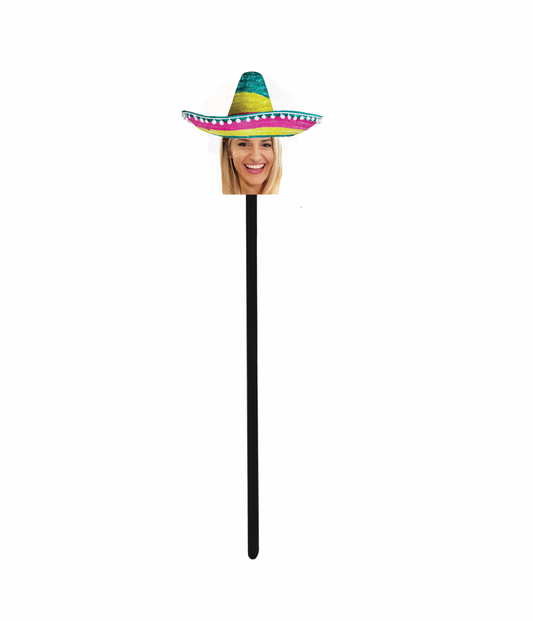 Personalized Sombrero Party Hat Face Swizzle Stir Sticks