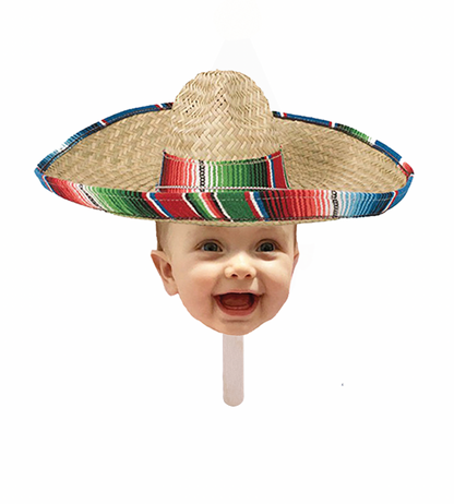 Personalized Sombrero Party Hat Face Stick