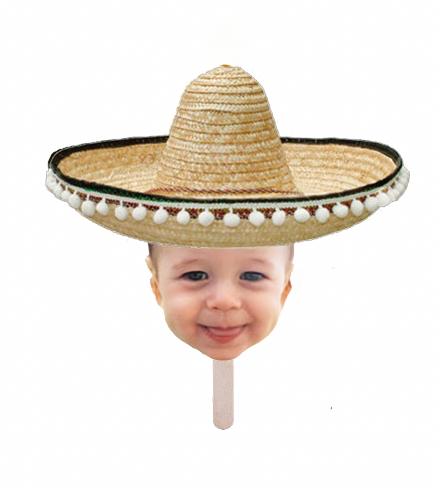 Personalized Sombrero Party Hat Face Stick