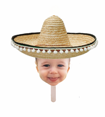 Personalized Sombrero Party Hat Face Stick