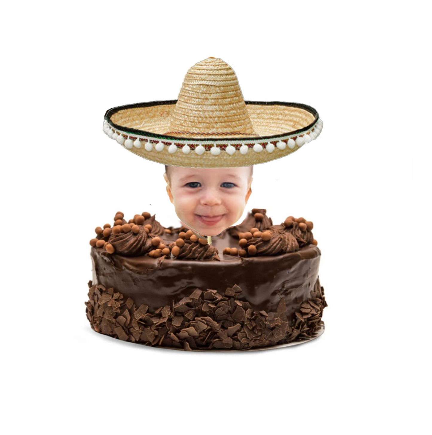 Personalized Sombrero Hat Face Cake Topper