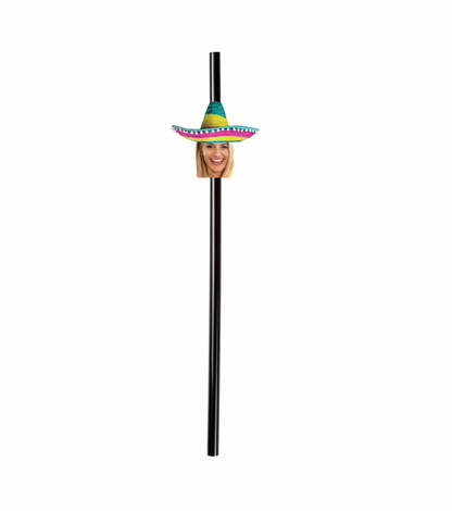 Personalized Sombrero Party Hat Face Straws