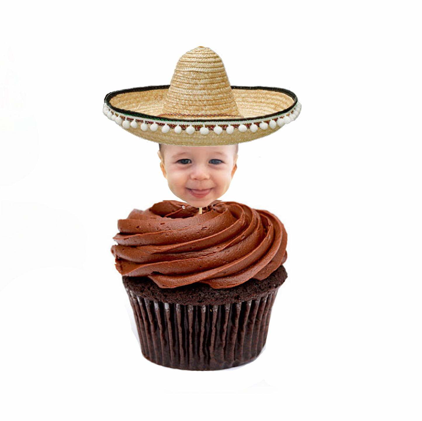 Personalized Sombrero Cupcake Toppers