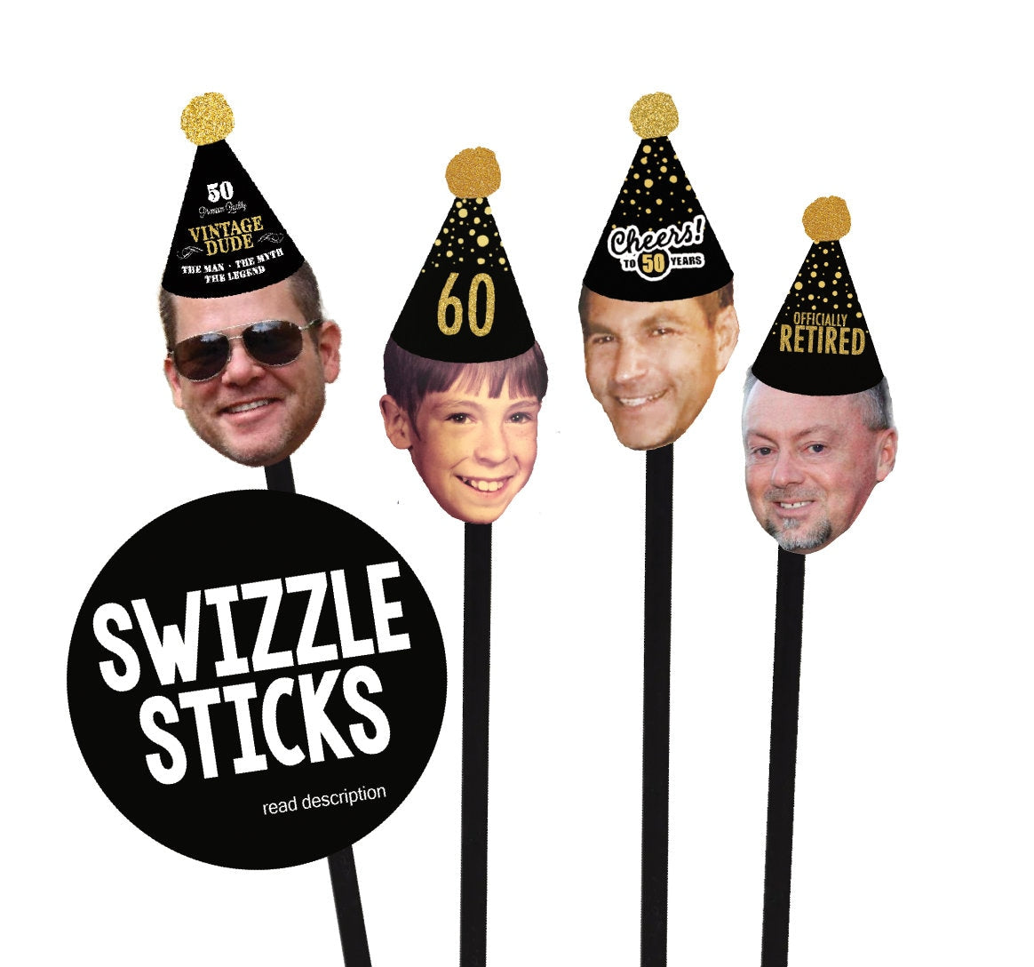 Personalized Face Stir Sticks, Drink Stir, Swizzle Sticks, Stir Sticks, Retirement Face Stir Sticks, Retirement Party