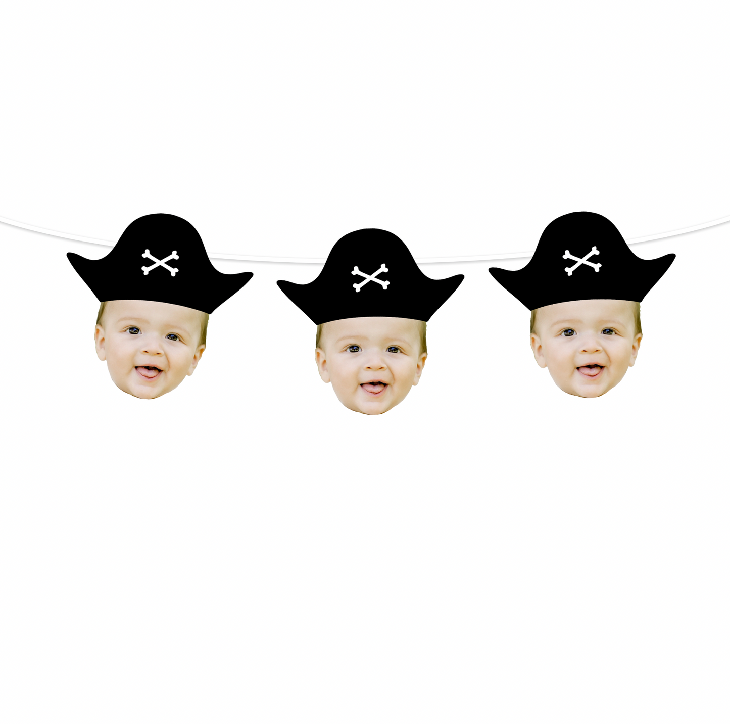 Personalized Pirate Party Hat Face Banner