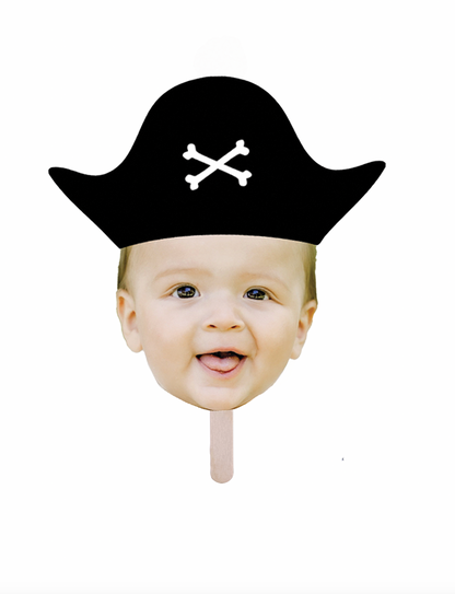 Personalized Pirate Party Hat Face Stick