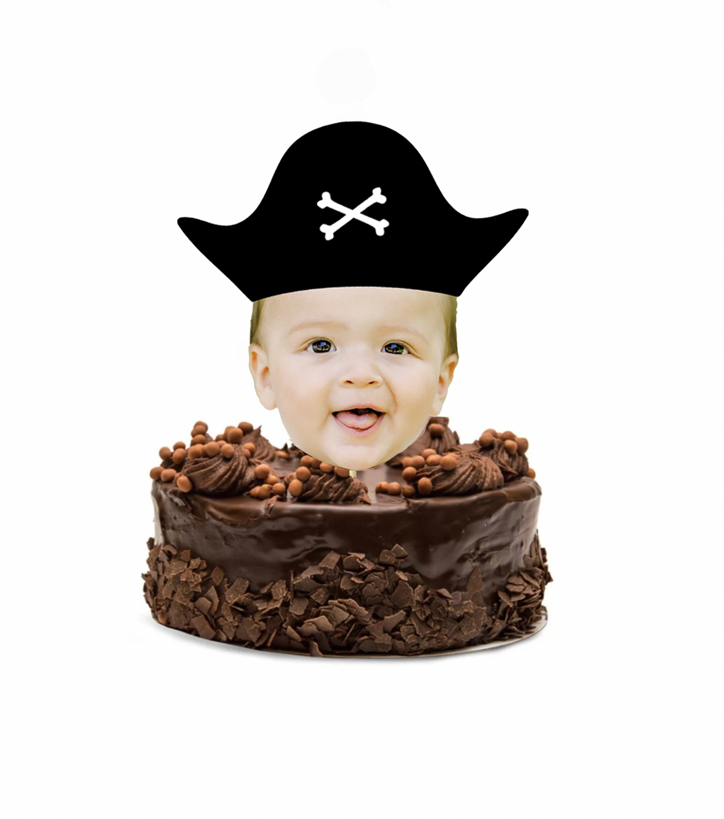 Personalized Pirate Hat Face Cake Topper