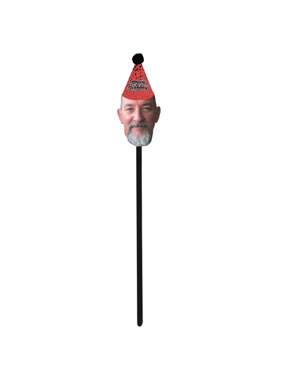 Personalized Red And Black Party Hat Face Swizzle Stir Sticks