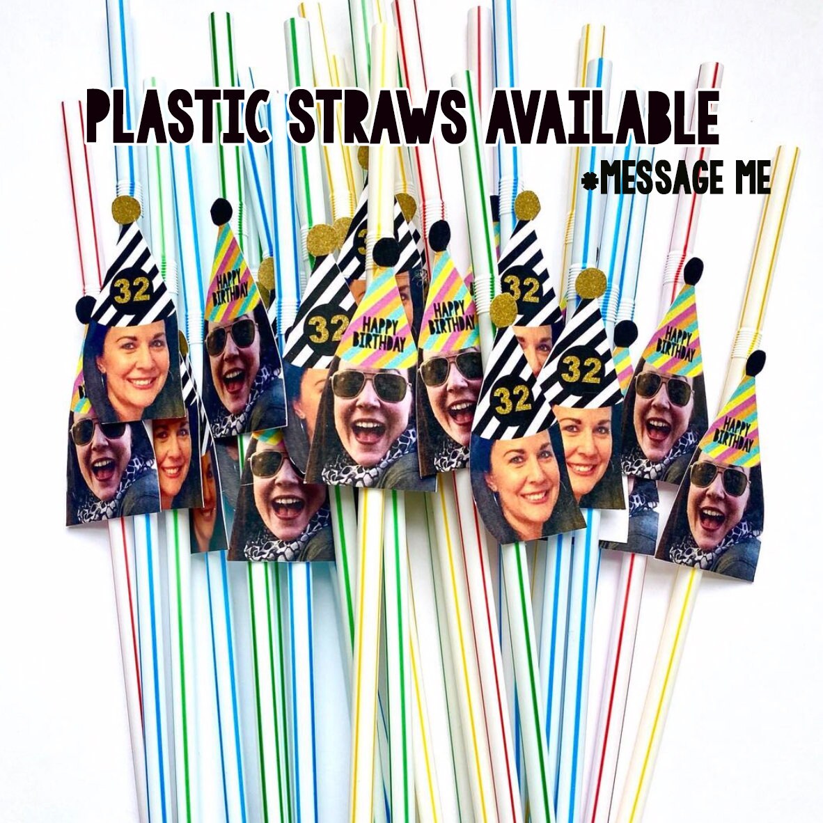 Blue and Silver Face Straws, Personalized Face, Straws with Pictures, Personalized Straws Picture, Straw with your Face, Digital File